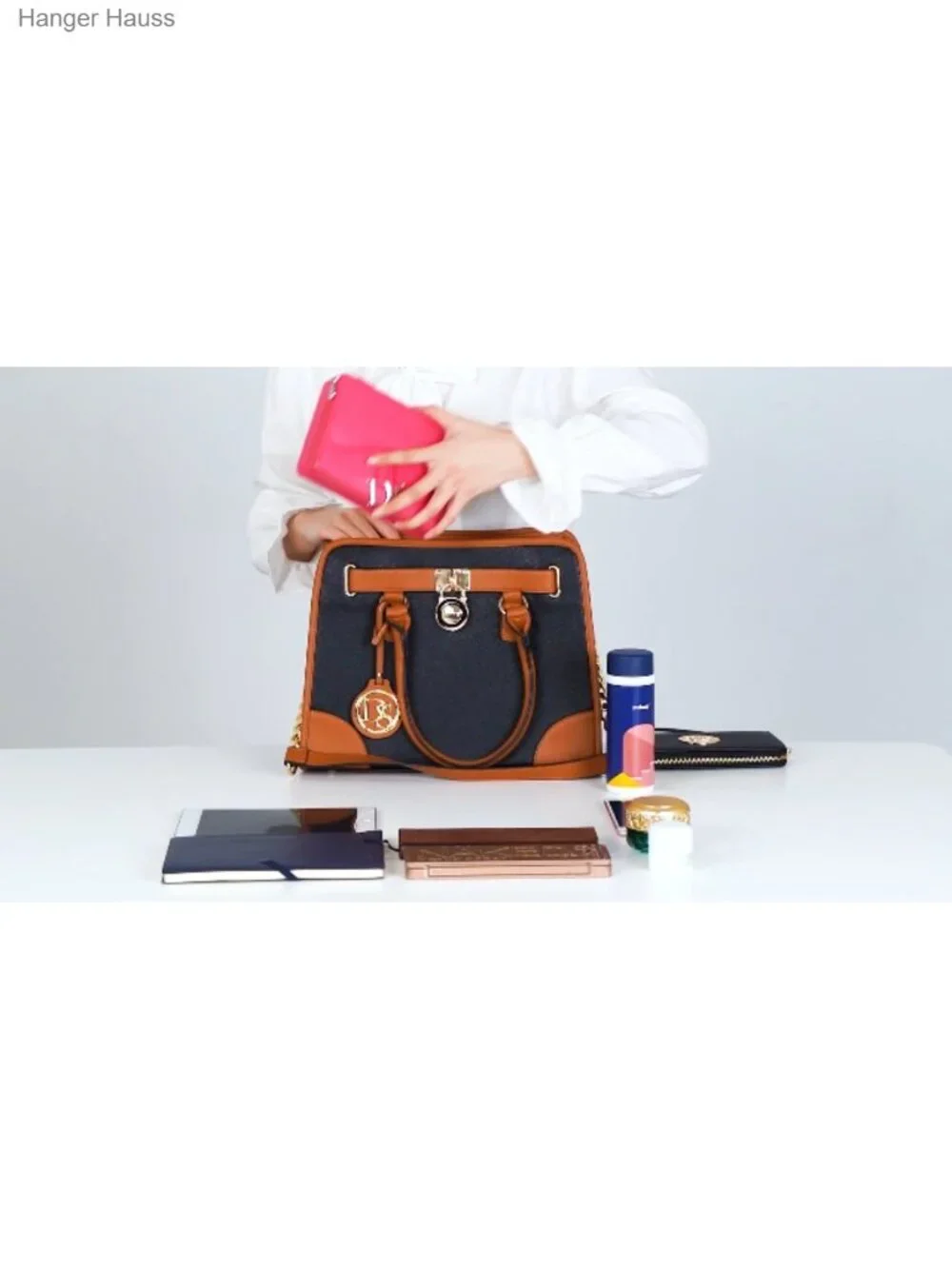 Women Vegan Leather Satchel Purse Set with Wallet Top Handle Work Bag
